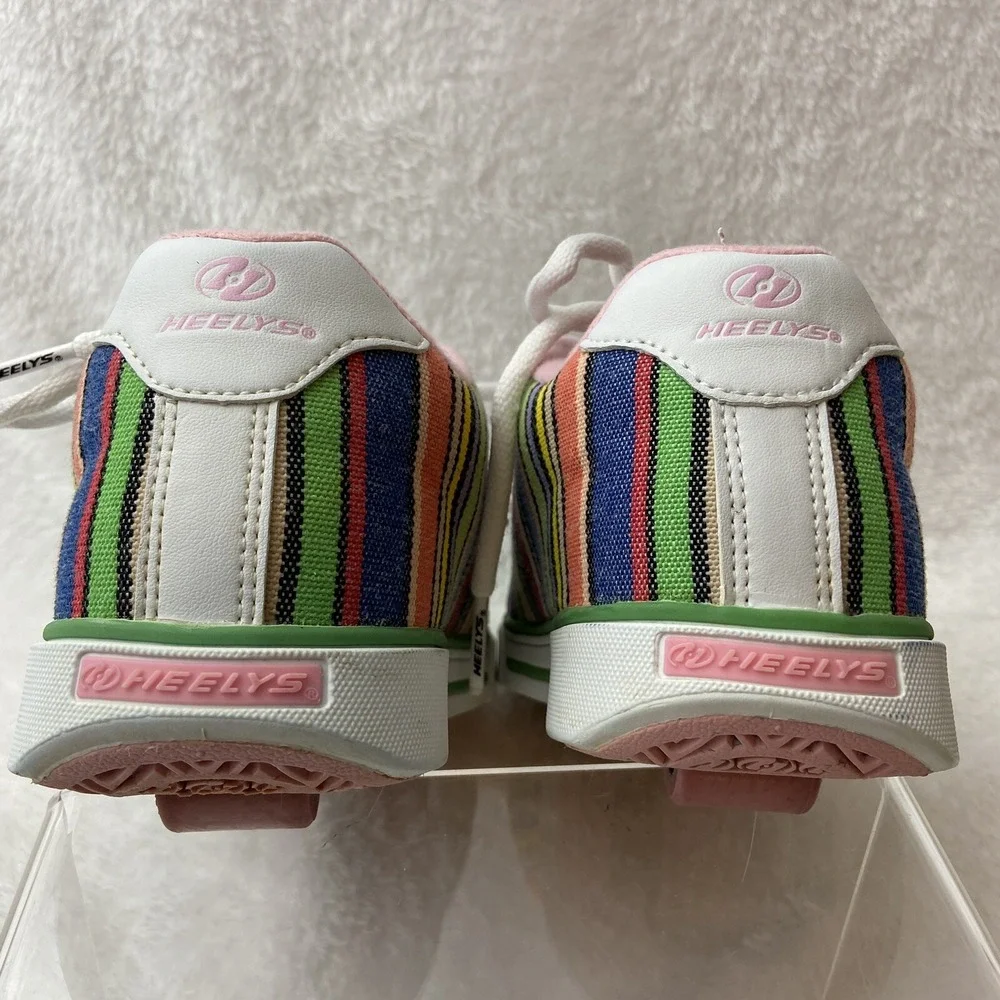 Heelys Flirt Skate Shoes Unisex Youth Size 4 White Multicolor Striped Style 7336